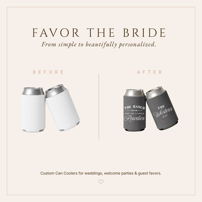 Western Ranch Wedding Can Coolers