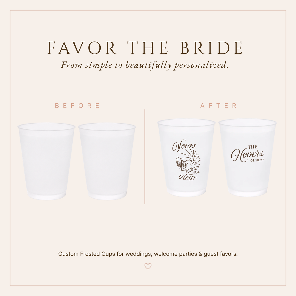 Personalized Scenic Mountain Wedding Frosted Cups
