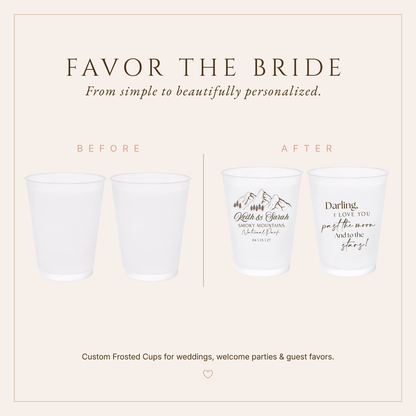 Personalized Smoky Mountain Wedding Frosted Cups