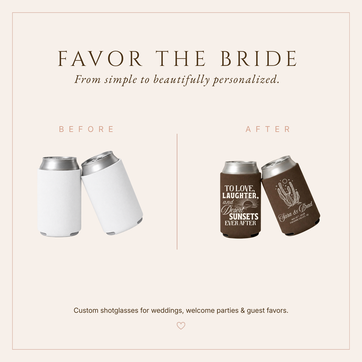 Personalized Desert Wedding Can Coolers