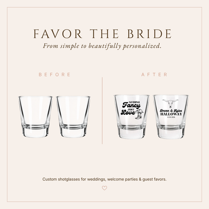 Personalized Western Wedding Shot Glasses