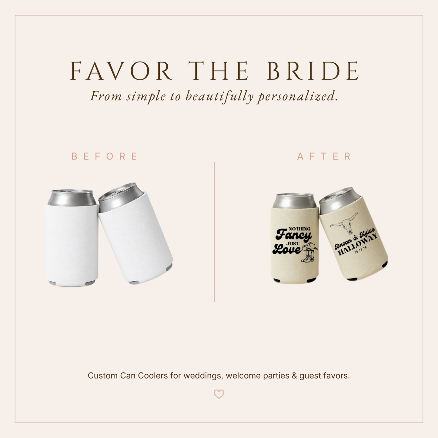 Personalized Western Wedding Can Coolers