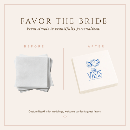 Personalized Swan Wedding Table Napkins