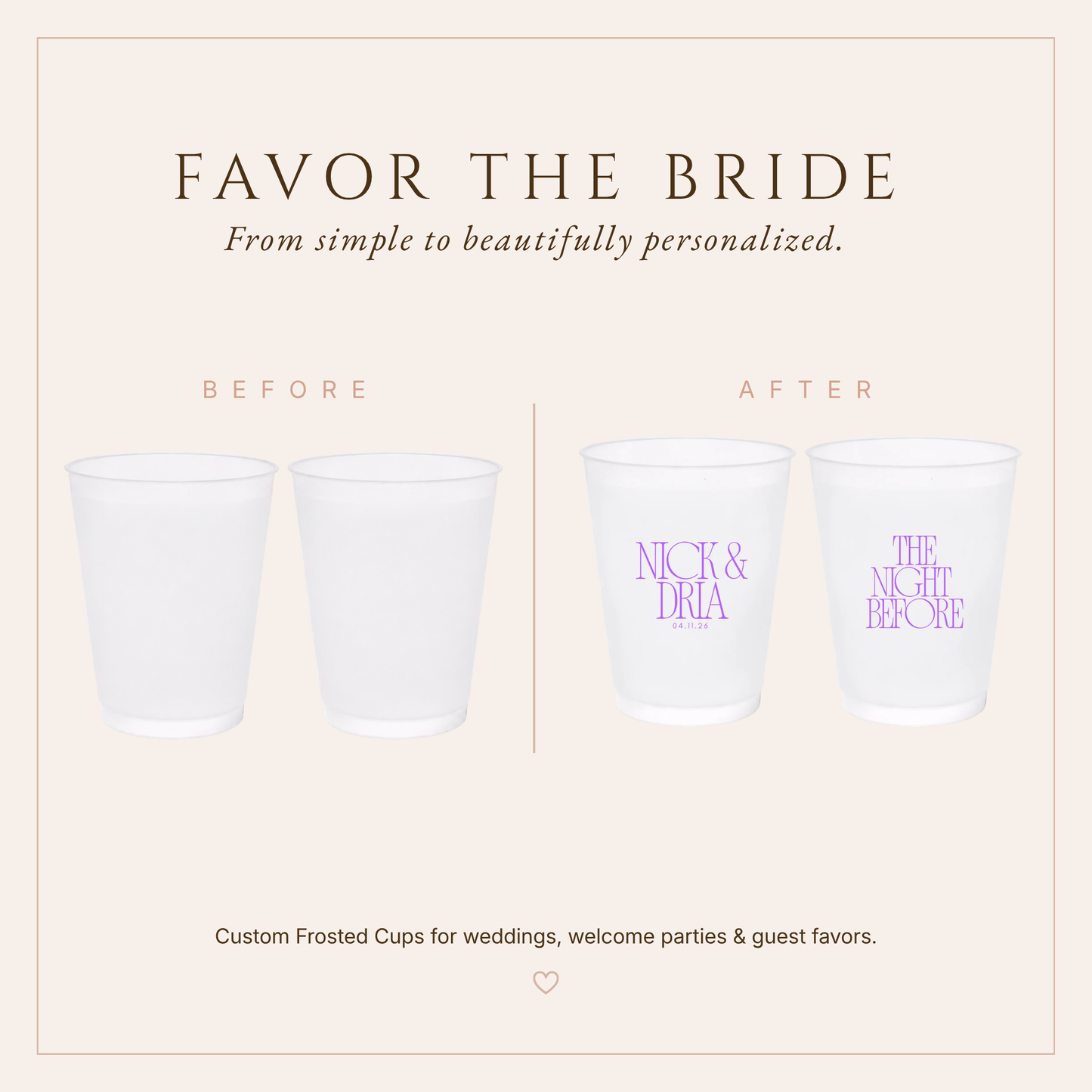 Personalized Wedding Welcome Parties Frosted Cups