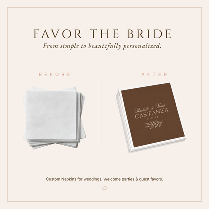 Personalized Name Botanical Wedding Table Napkins