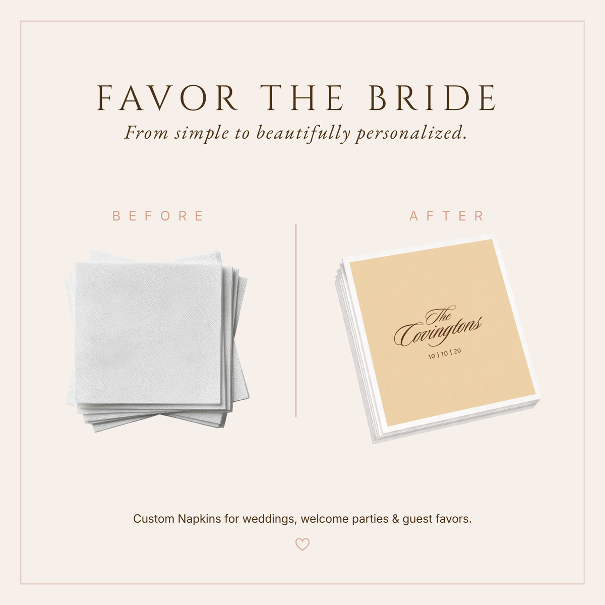 Personalized Classic Script Wedding Table Napkins