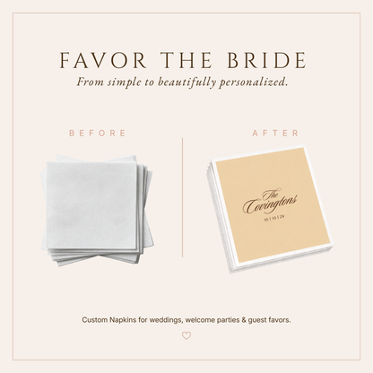 Personalized Classic Script Wedding Table Napkins