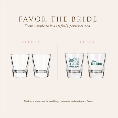 Personalized Pet Portrait Wedding Shot Glasses