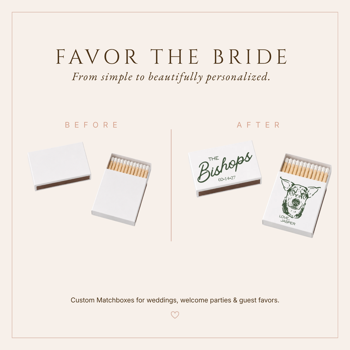 Customized Wedding Matchbox Vintage