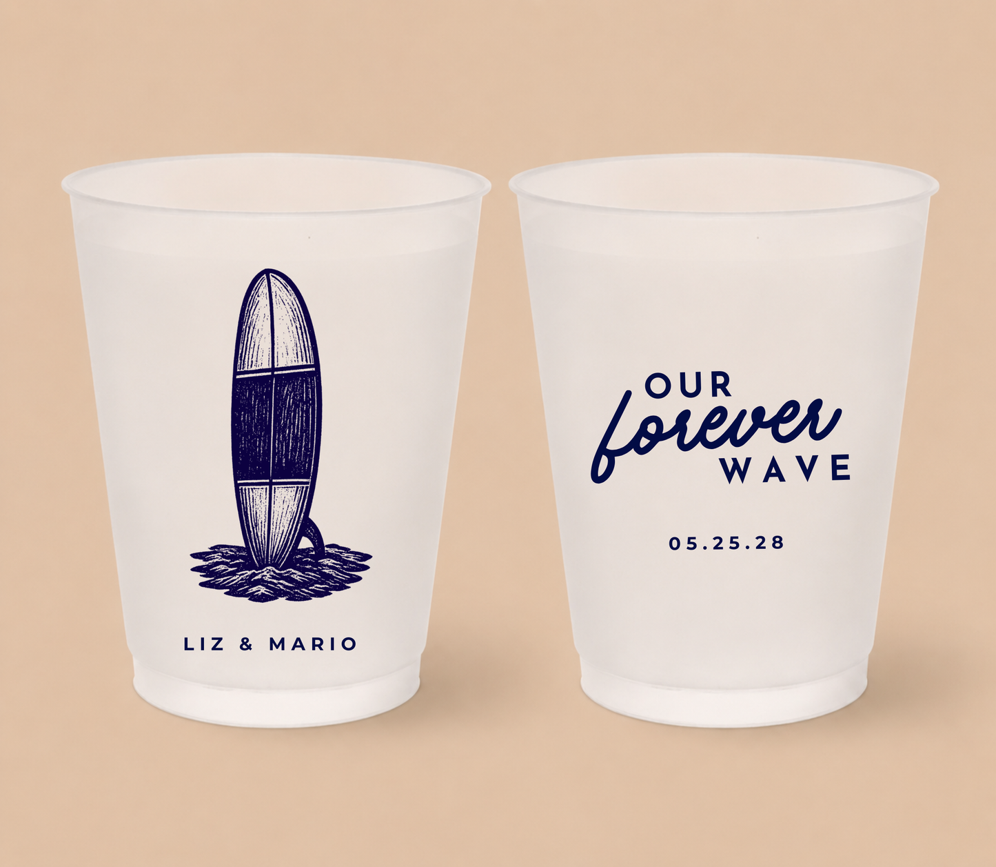 Personalized Surf Wedding Frosted Cups