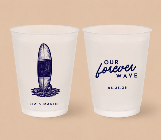 Personalized Surf Wedding Frosted Cups