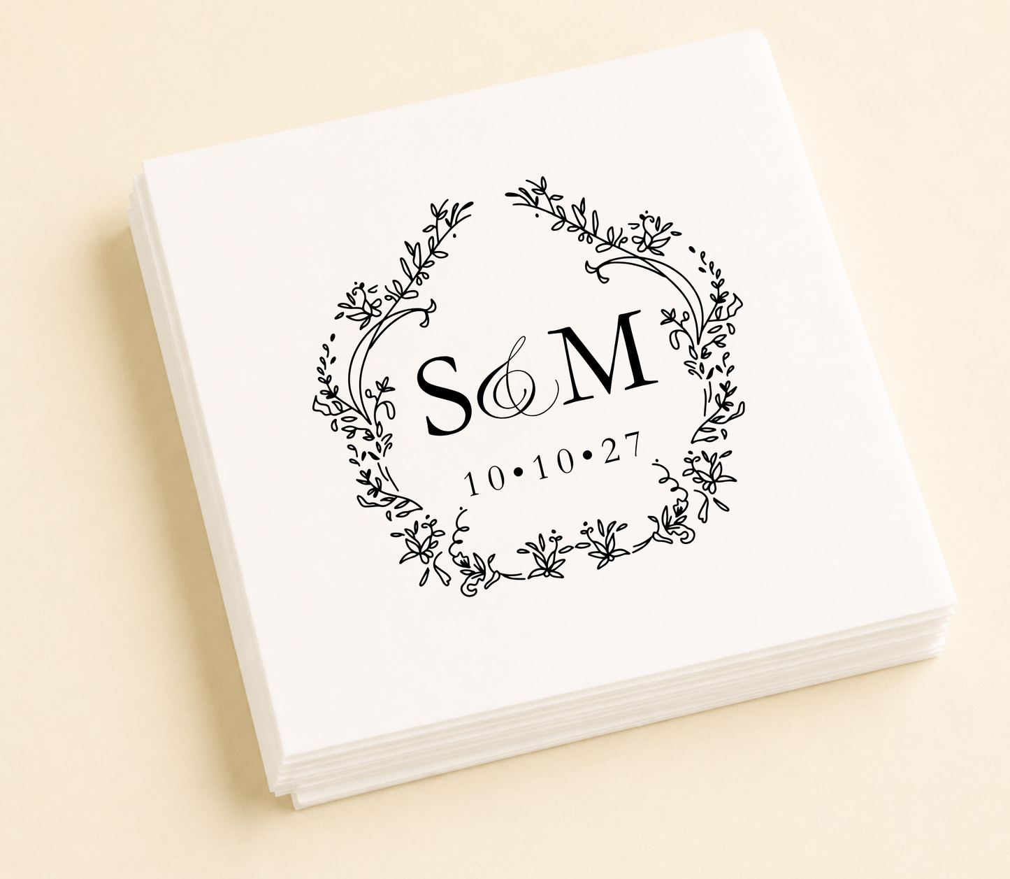 Personalized Botanical Monogram Wedding Table Napkins