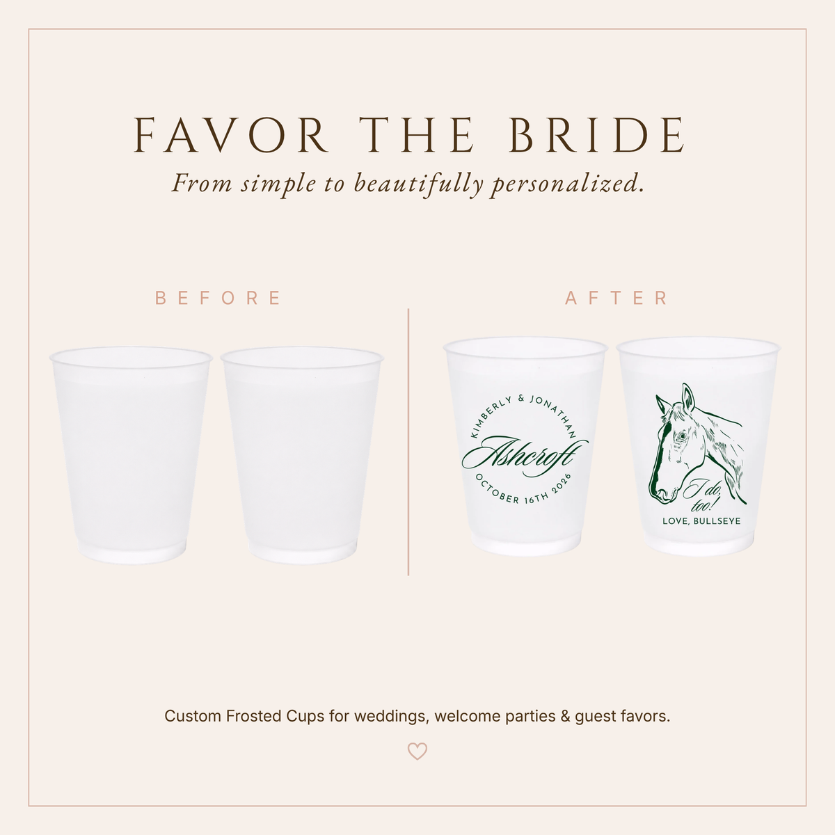 Personalized Horse Wedding Frosted Cups