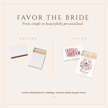 Personalized Wedding Matchbox Dog Portrait Serif Name
