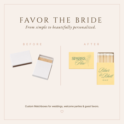 Personalized Wedding Sparks Flew Design  Matchboxes