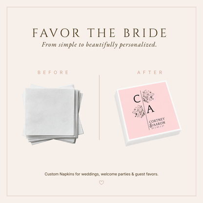 Personalized Split Monogram Wedding Table Napkins