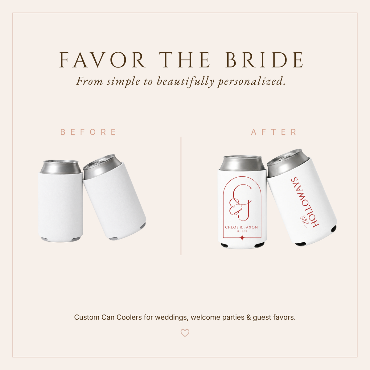 Elegant Monogram Wedding Can Coolers