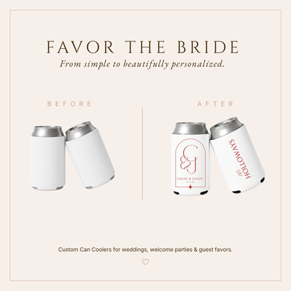 Elegant Monogram Wedding Can Coolers