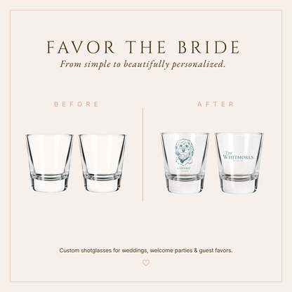 Personalized Dog Portrait Wedding Favor Shot Glasses