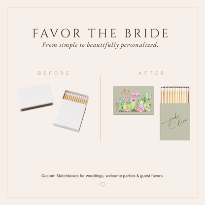 Personalized Desert Cactus Wedding Matchboxes