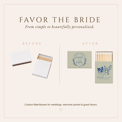 Personalized French Bulldog Wedding Matchboxes