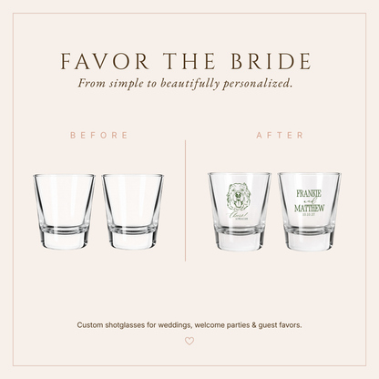 Personalized Dog Art Portrait Wedding Shot Glasses