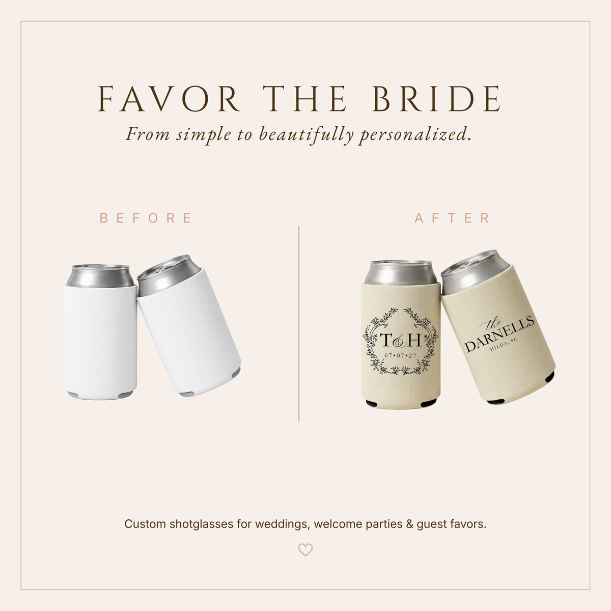 Personalized Monogram Wedding Can Coolers