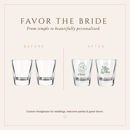 Personalized Pet Cheers Portrait Wedding Shot Glasses