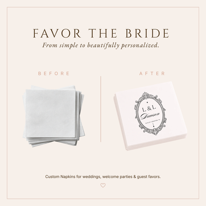 Personalized Vintage Monogram Wedding Table Napkins