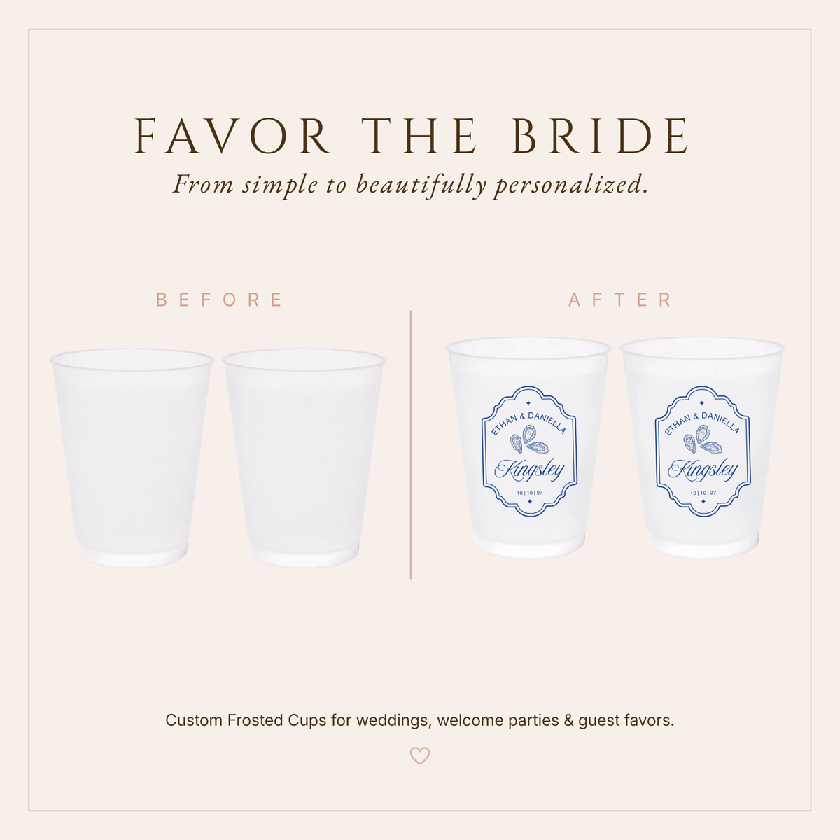 Oyster Theme Frosted Cups Coastal Border Style