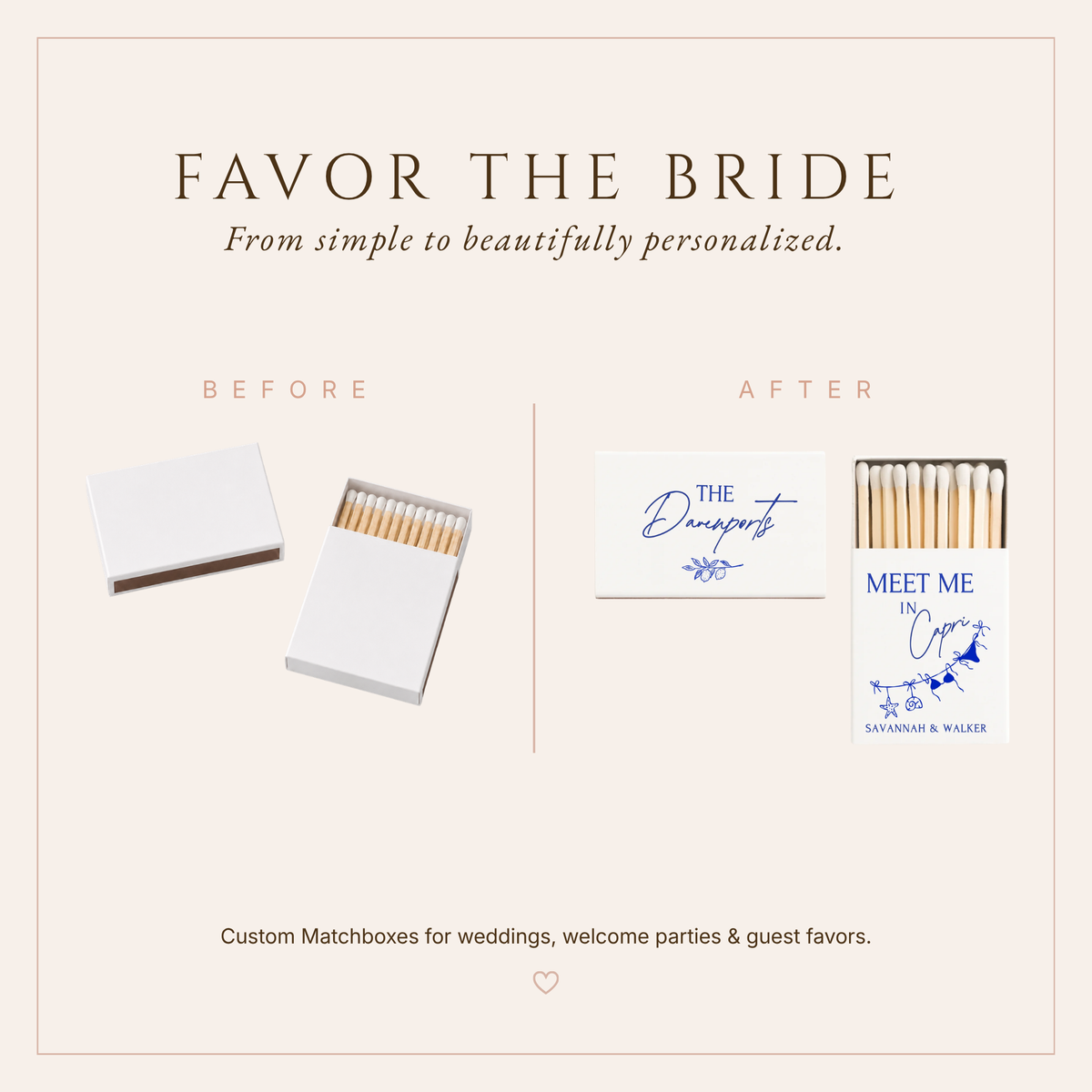 Personalized Capri Wedding Matchboxes