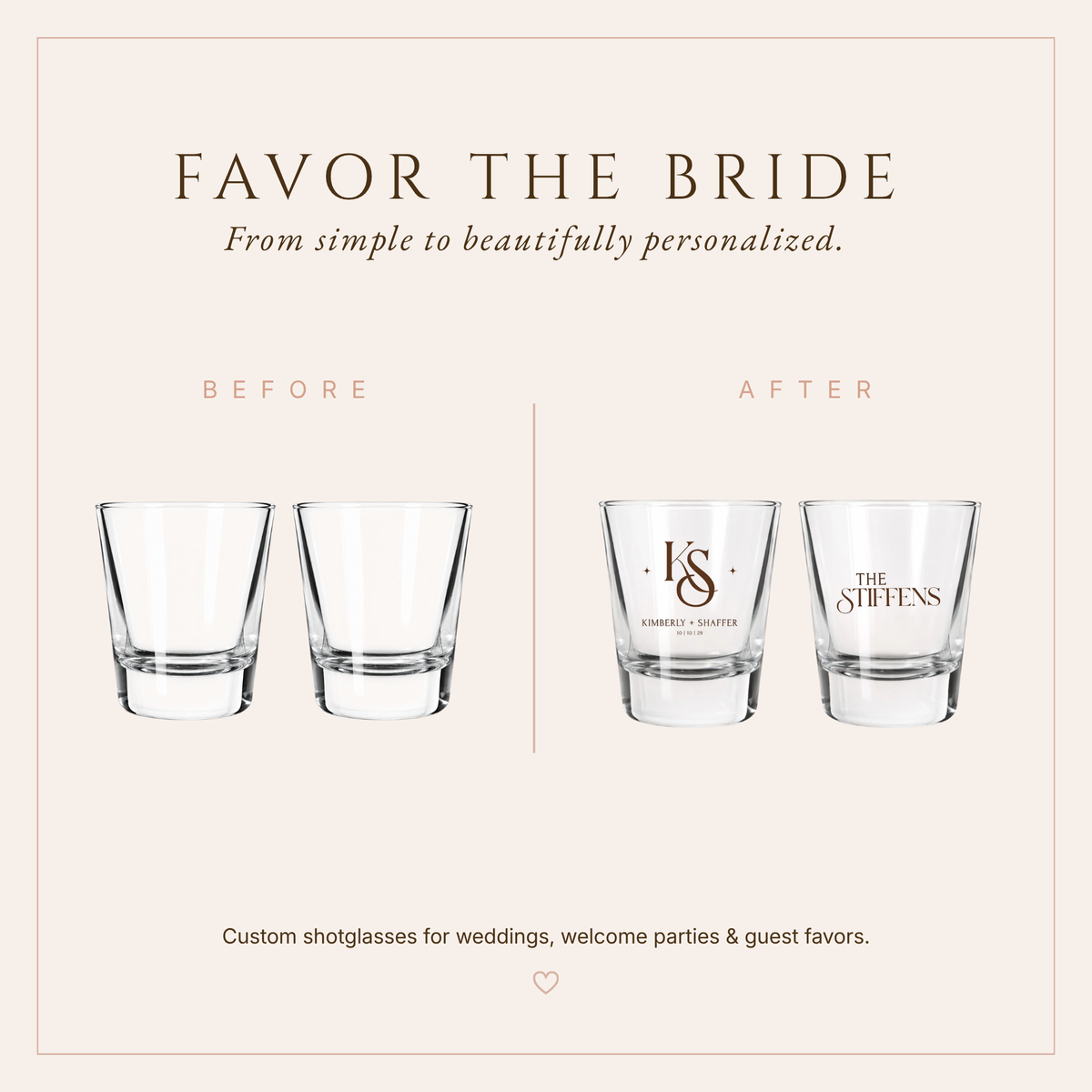 Personalized Monogram Wedding Shot Glasses