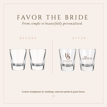 Personalized Monogram Wedding Shot Glasses