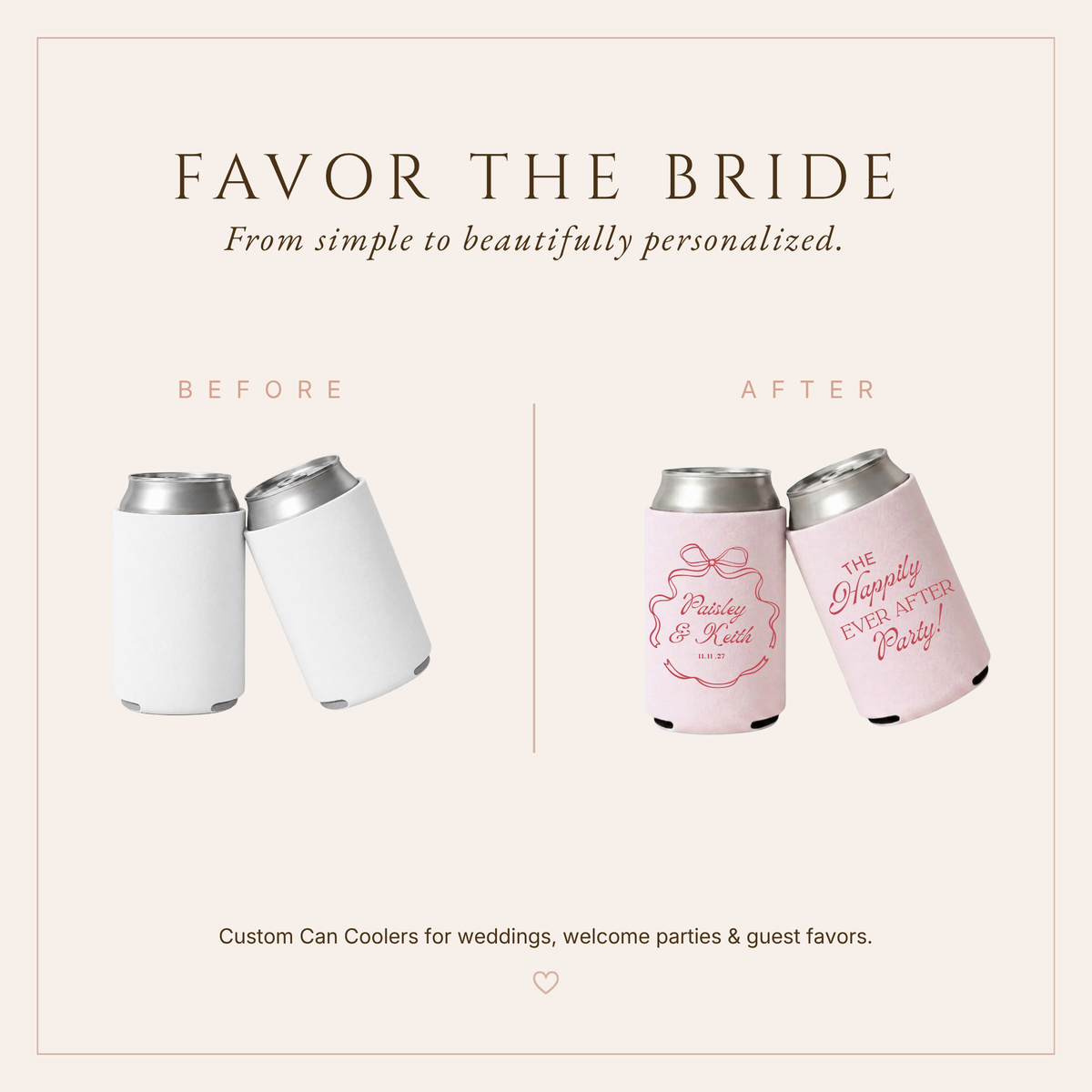 Personalized Happily Ever After Wedding Can Coolers