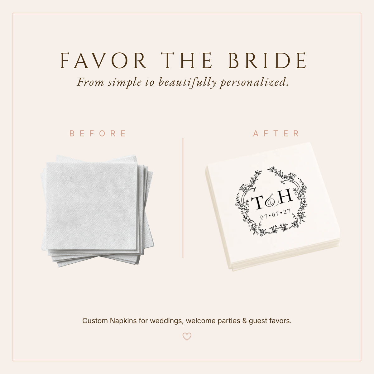Personalized Floral Monogram Wedding Table Napkins