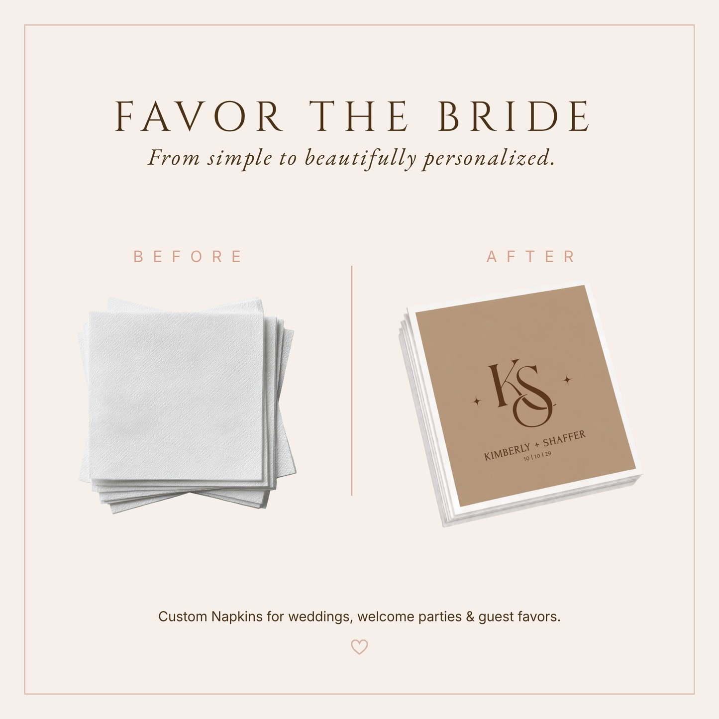 Personalized Monogram Initials Wedding Table Napkins