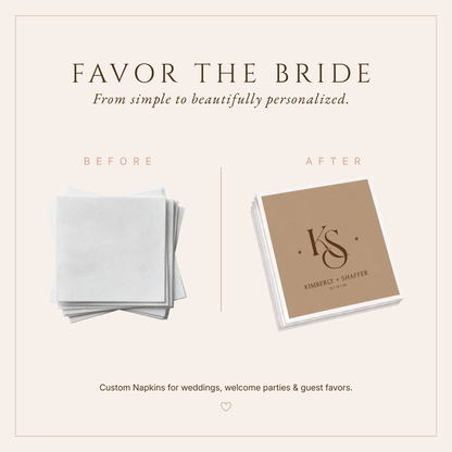 Personalized Monogram Initials Wedding Table Napkins
