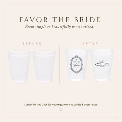 Personalized Vintage Frame Wedding Frosted Cups