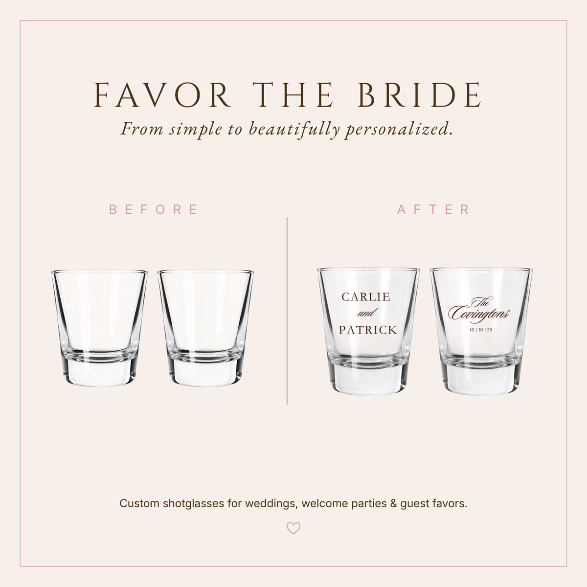 Personalized Classic Wedding Shot Glasses