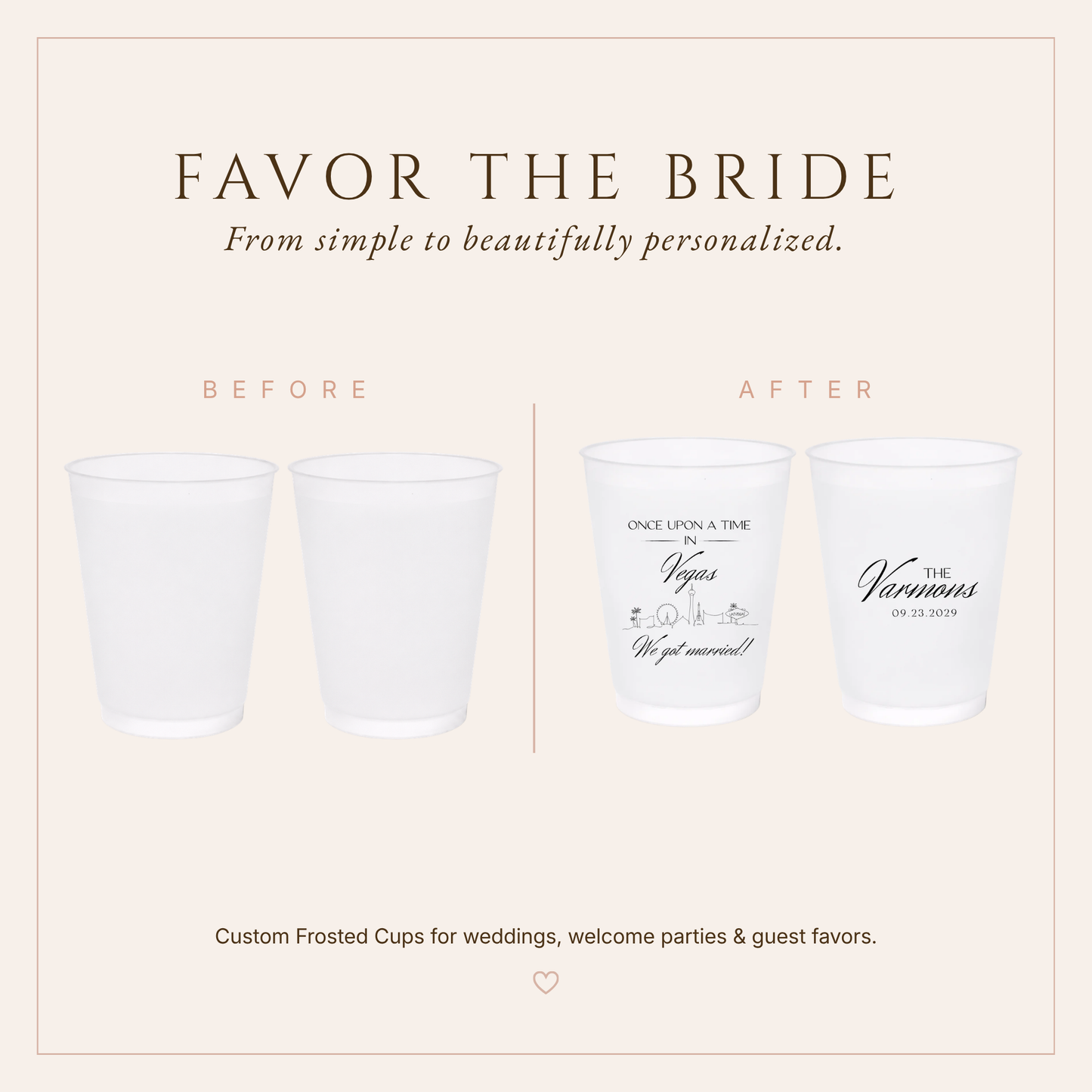 Personalized Las Vegas Wedding Frosted Cups