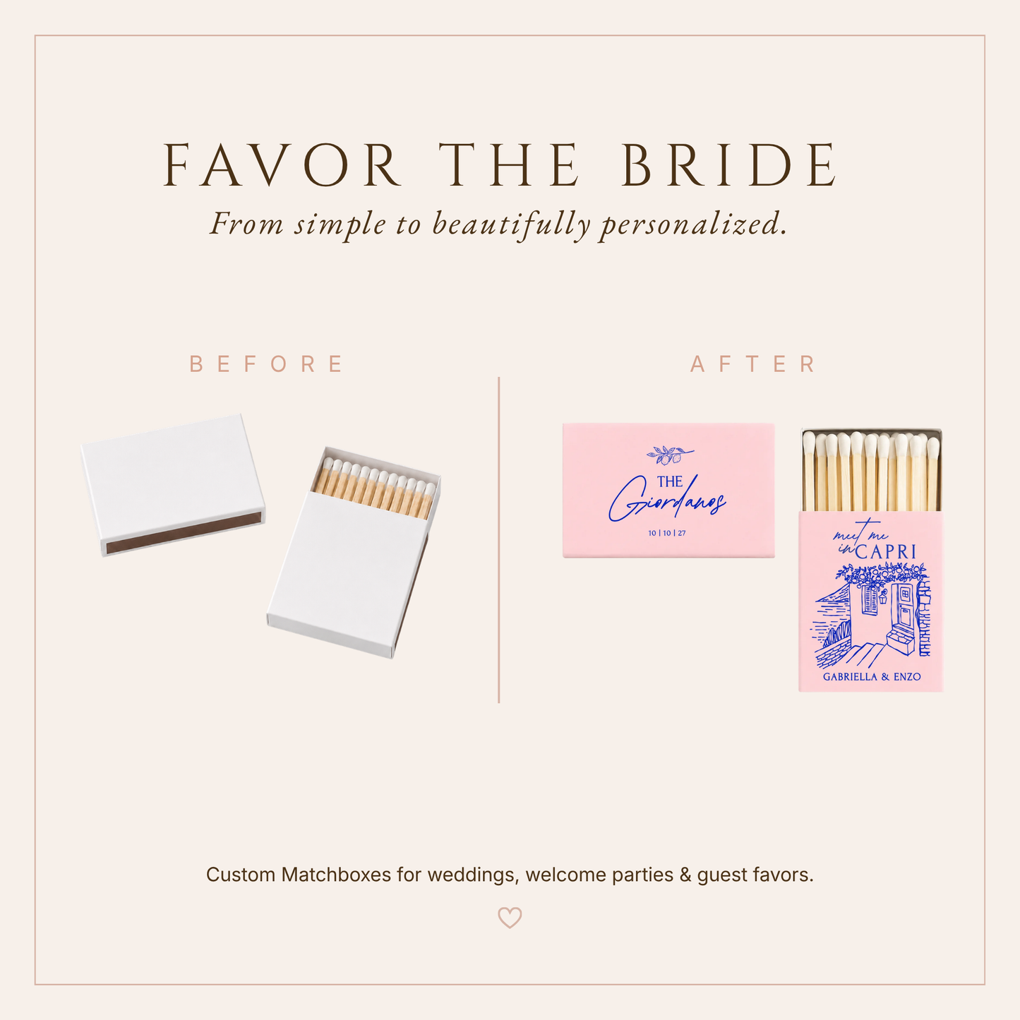 Personalized Capri Wedding Matchboxes