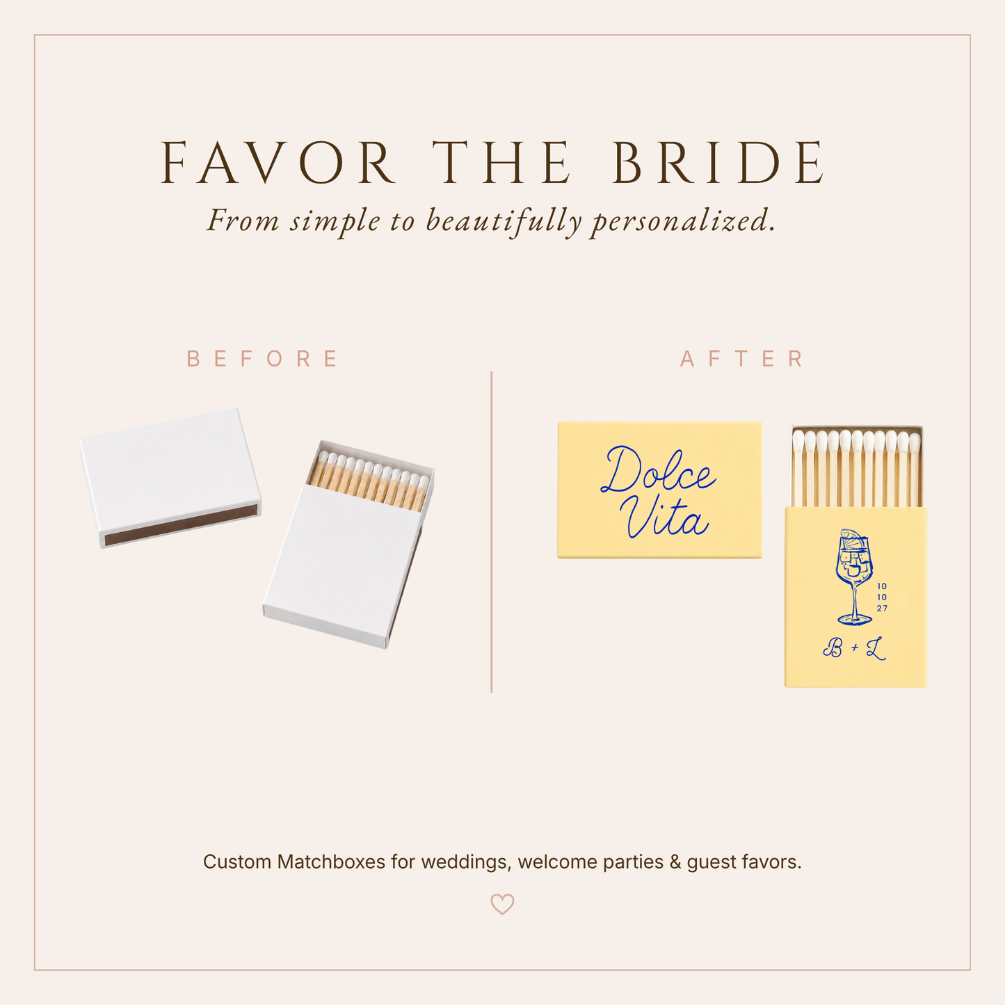 Personalized Italian Wedding Matchboxes