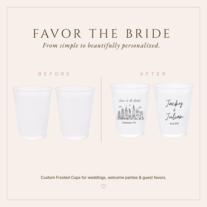 Personalized New York Wedding Frosted Cups
