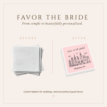 Personalized Manhattan Wedding Table Napkins
