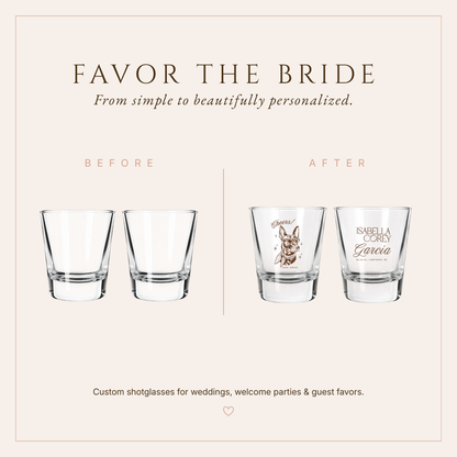 Personalized Minimalist Pet Portrait Wedding Shot Glasses