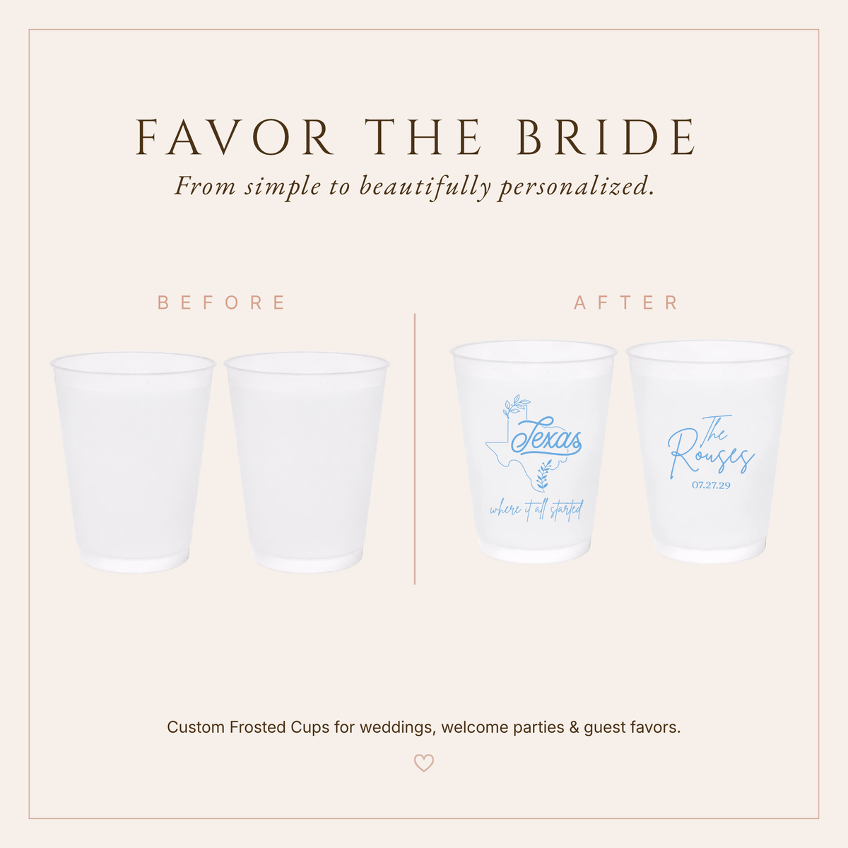 Personalized Texas Wedding Frosted Cups