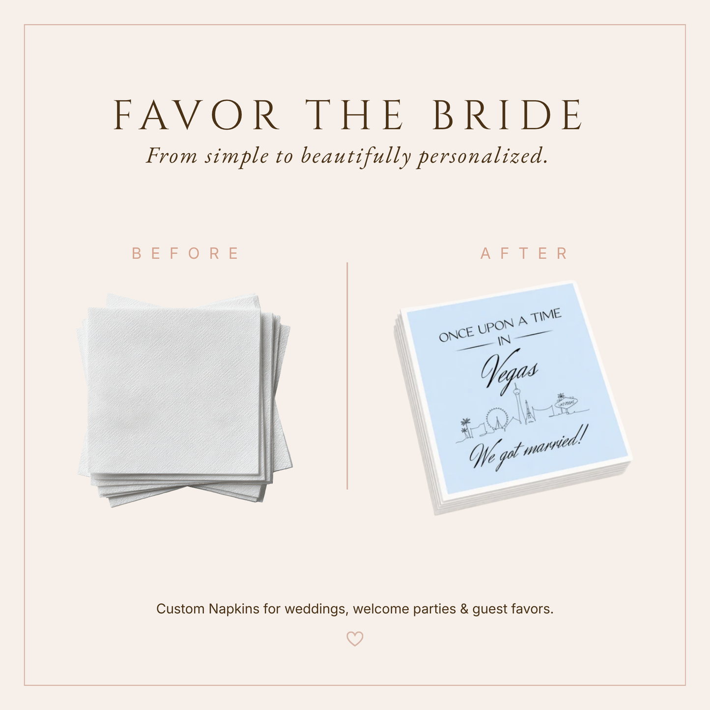 Personalized Las Vegas Wedding Table Napkins