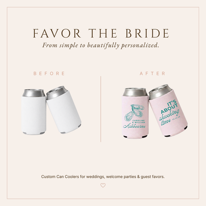 About Shucking Time Wedding Can Coolers
