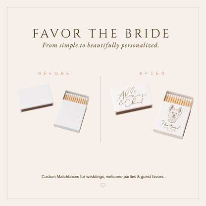Personalized Wedding Matchbox Custom Dog Portrait Favor
