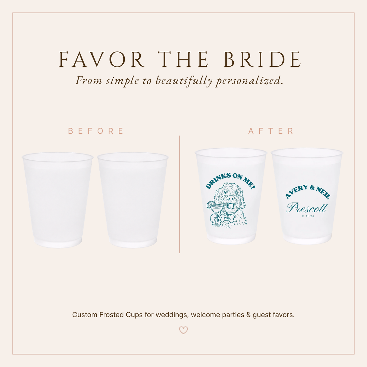 Personalized Dog Initials Wedding Frosted Cups
